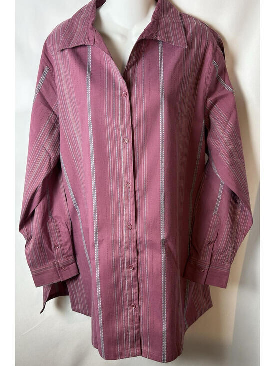 Tops - Denim & Co. Striped Long Sleeve Blouse Size 1X NWOT